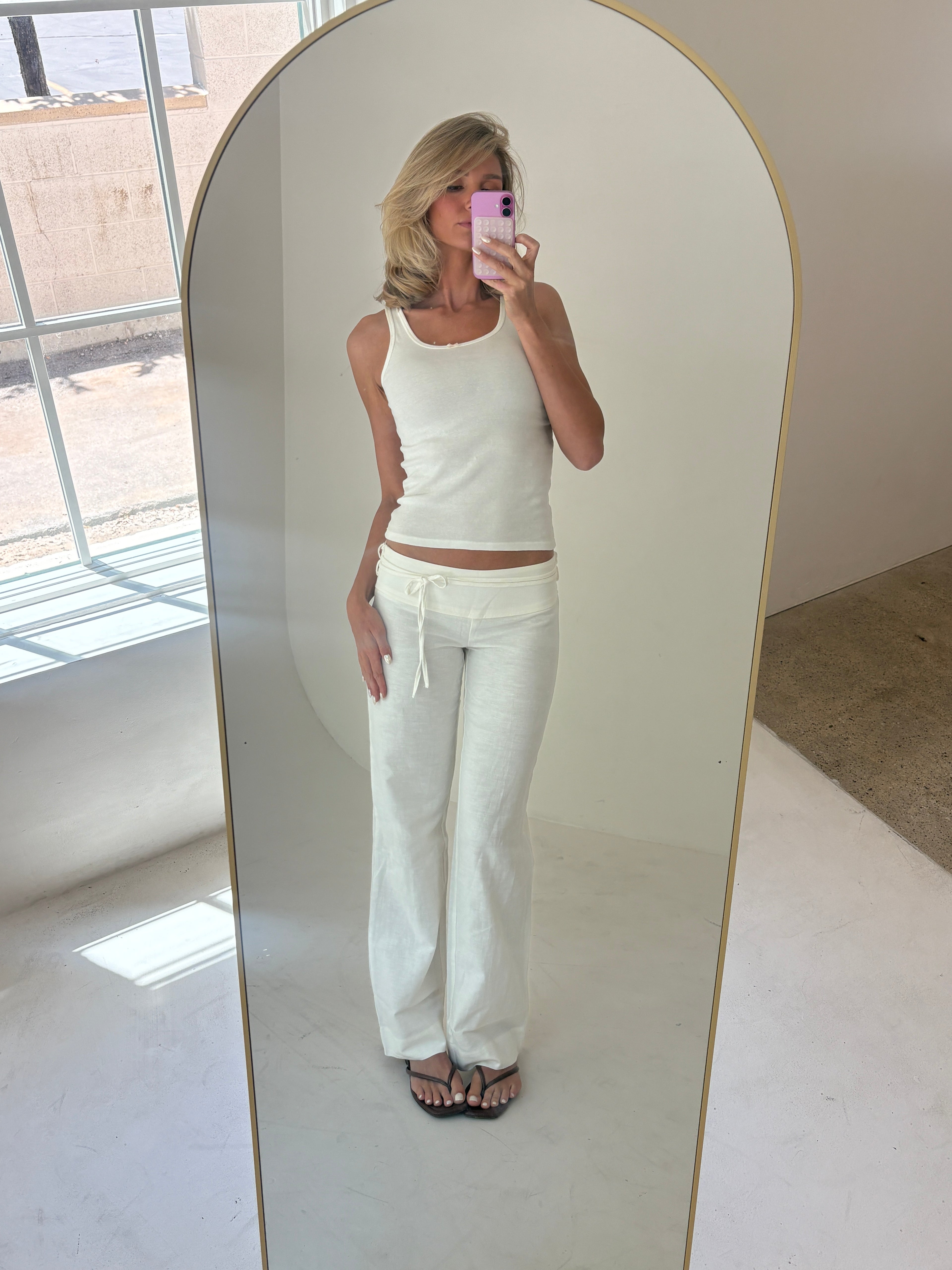 Pearl White Linen Pants