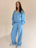 Powder Blue Satin Hoodie Set